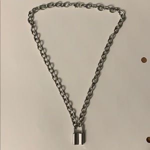 Silver lock necklace